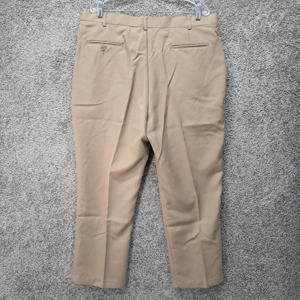 Haband Fit-Forever Mens Tan Khaki Dress Slacks Permanent Press Pants 40M 8107